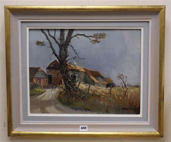 Eileen James, oil on canvas, Pennybridge Farm, Mayfield, signed, 34 x 44cm